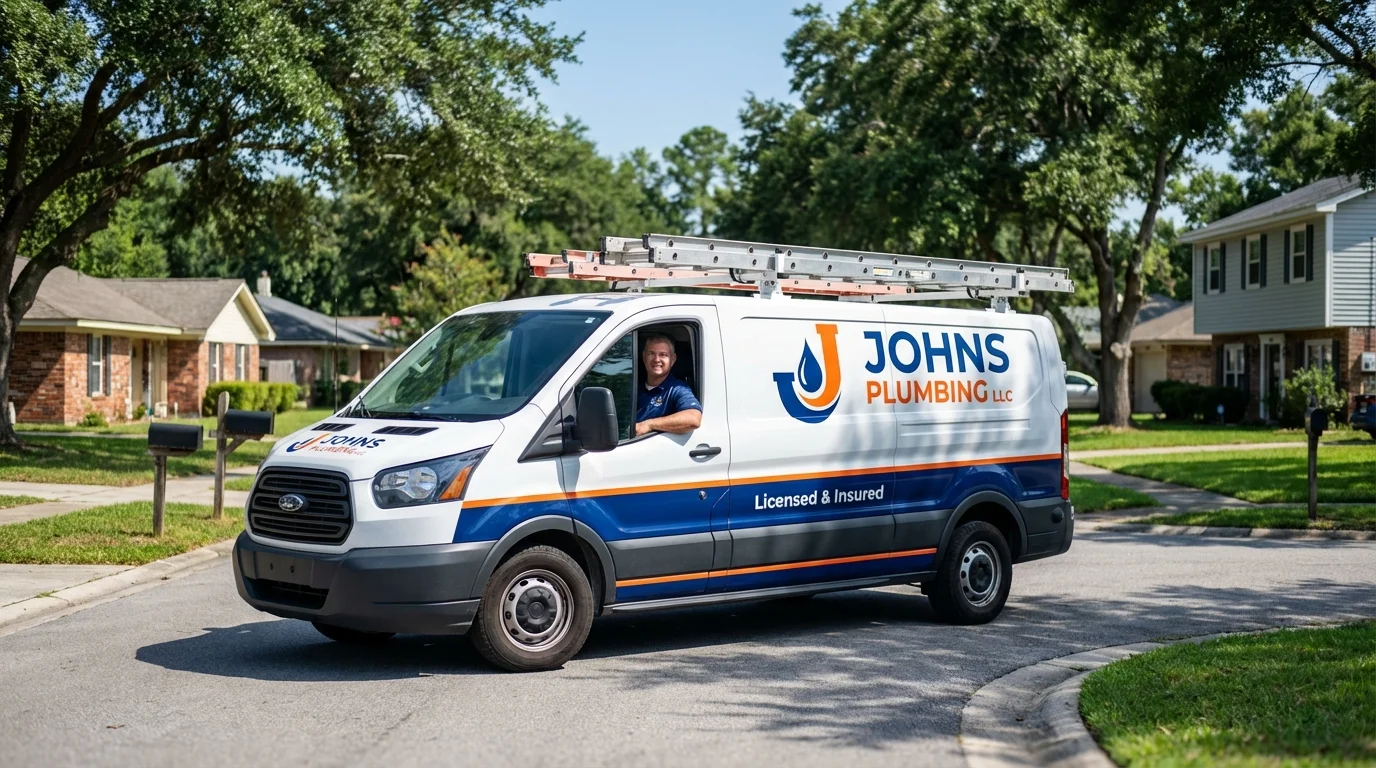 Johns Plumbing LLC service van in Gnadenhutten, OH