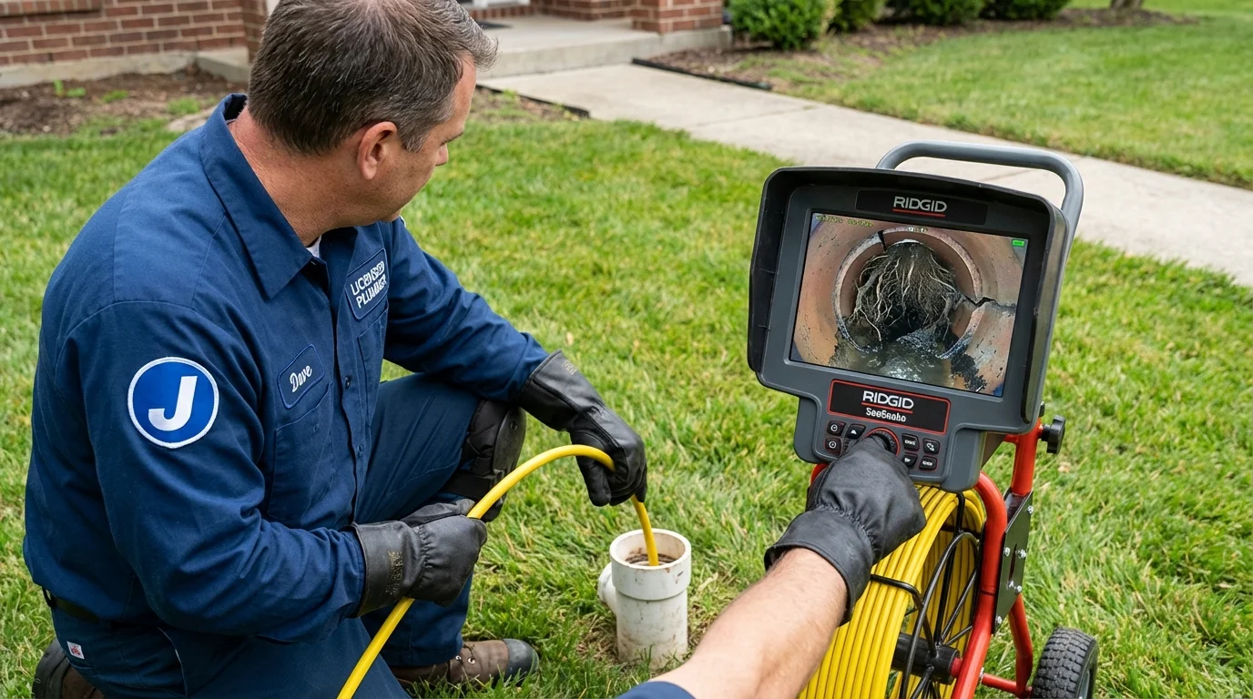 Sewer camera inspection being performed by Johns Plumbing LLC in Gnadenhutten
